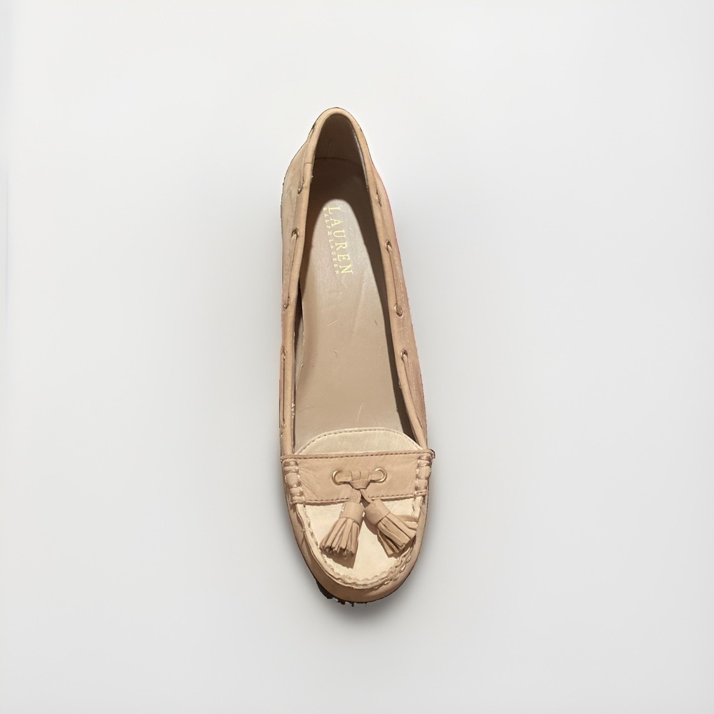 Lauren Ralph Nude Tassel Loafers for Women Shoes Size 9 Leather Gael Two Tone